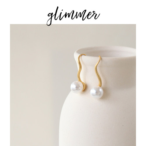 铜镀金法式复古仿珍珠艺术耳环女