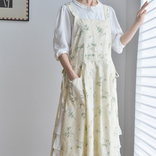工作服纯棉全包防油污碎花文艺