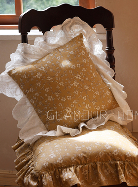 法式复古碎花荷叶边抱枕田园风沙发客厅卧室餐椅腰枕套可拆刺绣边