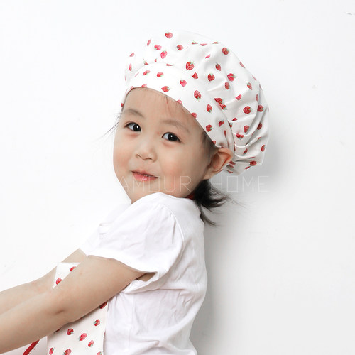 纯棉儿童厨师帽围裙套装