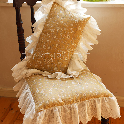 法式复古荷叶边绑带坐垫