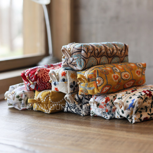 刺绣铅笔袋布艺化妆包内里防水