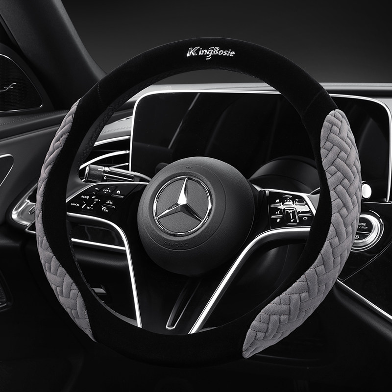 新款汽车方向盘套冬季短毛绒保护套男女防滑商务简约汽车保暖把套