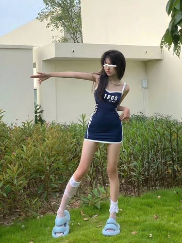 小众美式复古吊带连衣裙女