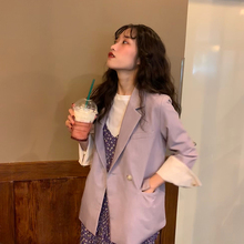 外套女春秋纯色韩版 宽松复古休闲百搭上衣2019新款 hollyii 西装