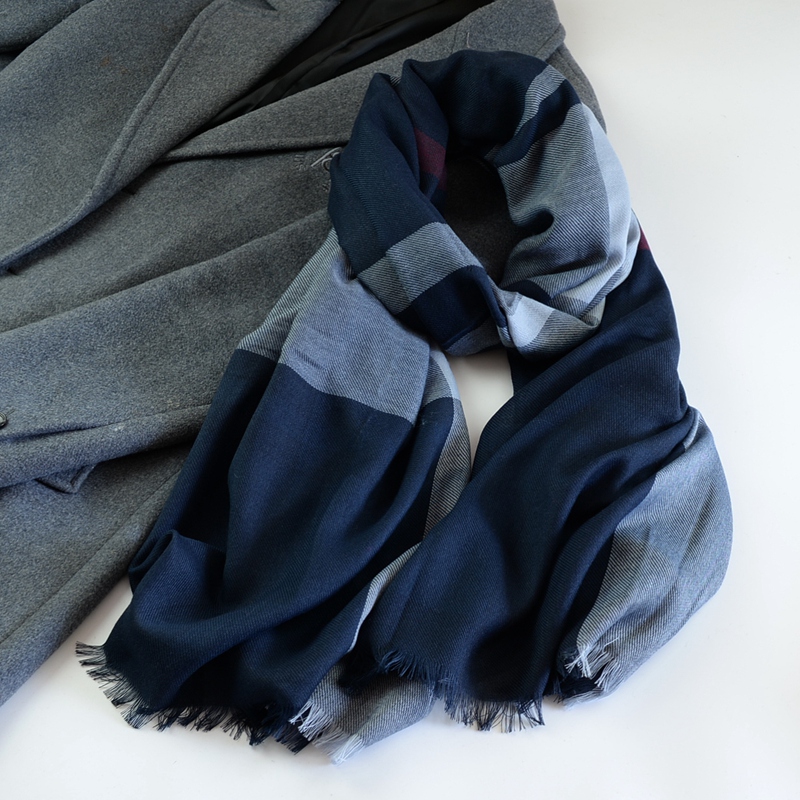 新款围巾男女春秋冬季薄款英伦风经典格子藏青红色时尚百搭披肩潮