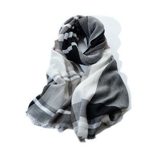 新款围巾男女秋冬季薄款加厚保暖黑白色经典格子韩版百搭披肩两用