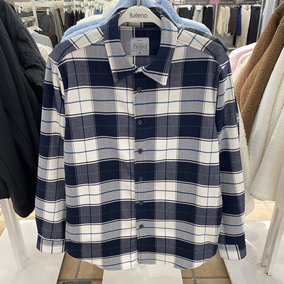 班尼路男装法兰绒长袖格子衬衫