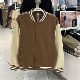 班尼路棒球服男开衫 外套撞色拼接条纹休闲夹克卫衣5825303M018