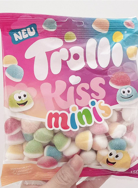 德国进口Trolli口力彩色迷你kiss亲吻软糖150g混合水果味接吻糖果