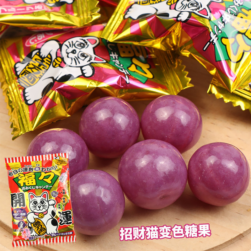 日本进口卡昵诗招财猫变色糖果水果糖高颜值喜糖会变色的糖果零食