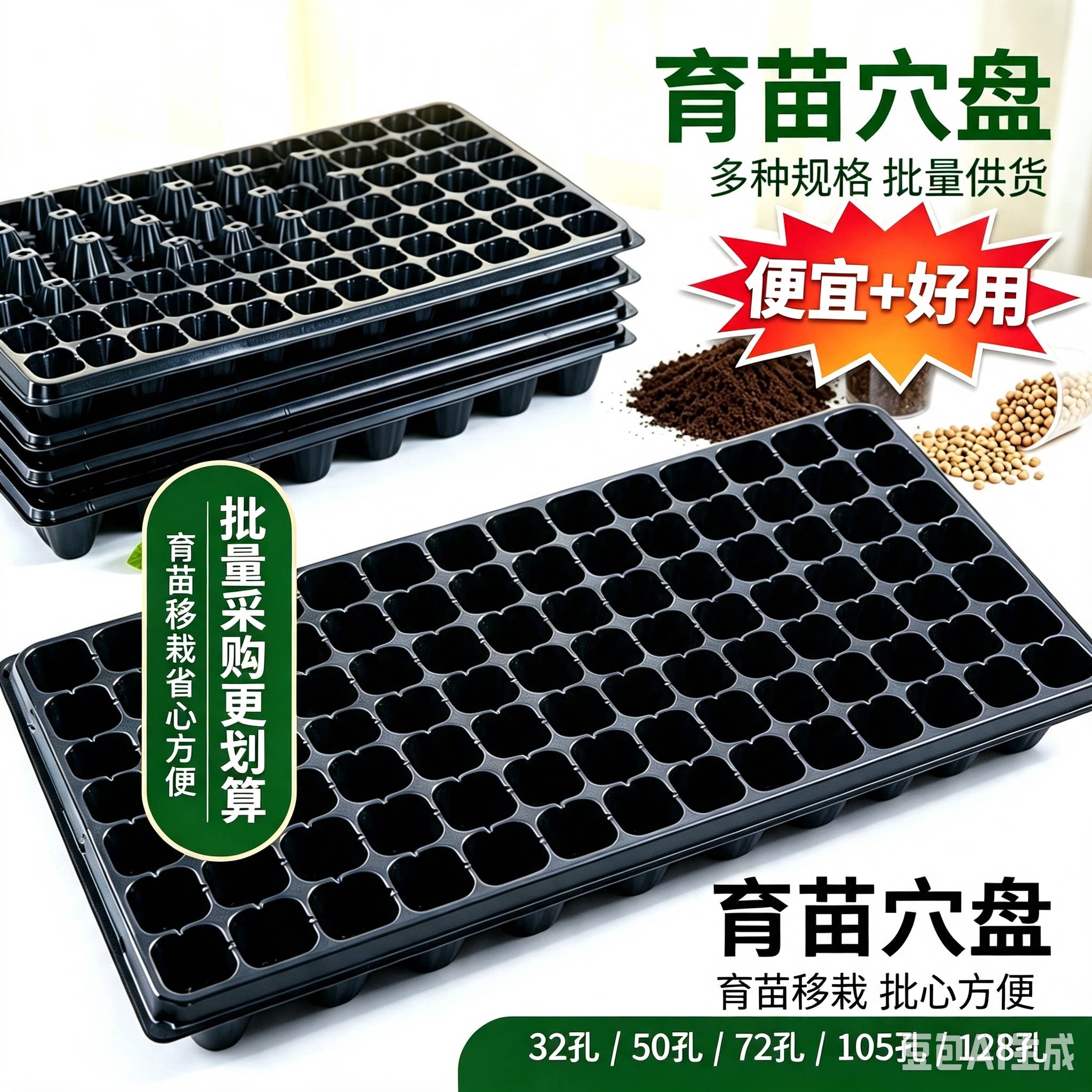 育苗穴盘家庭育苗种植神器套装营养钵蔬菜多肉育种扦插盒农用托盘