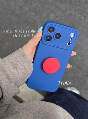 Trolls｜复古蓝红撞色 高级感ins风小众手机壳磨砂伸缩支架适用华为pura90Pro荣耀magic8小米17苹果16prox300