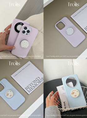 Trolls|手感超好!奶油蓝液态硅胶纯色手机壳韩系ins风支架软糯防摔适用iPhone16promax华为P80pro+小米17x300