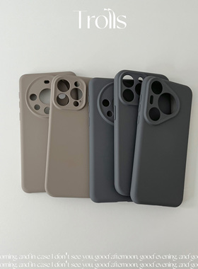 Trolls|小众卵石灰色ins高级冷淡风纯色硅胶手机壳适用全包软糯防摔华为Pura80Pro/mate60pro小米15苹果16/17