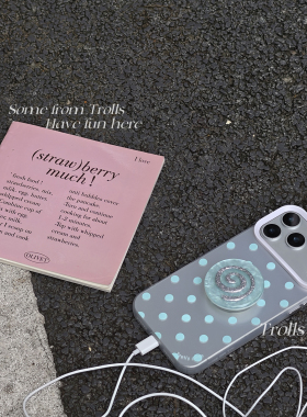 Trolls｜夹心薄荷糖 创意糖果支架清新ins薄荷绿色波点手机壳适用苹果17华为pura90Pro小米17/X300质感哑光银