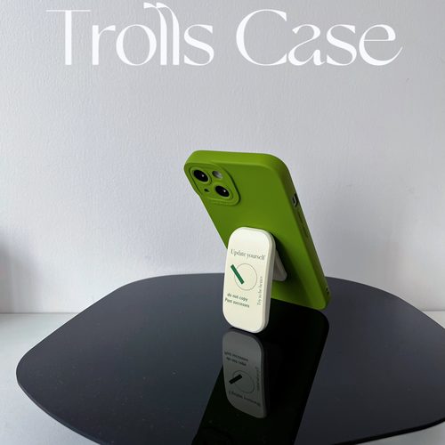 Trolls|小众高级感芥末绿色推拉支架手机壳适用华为mate80proP80苹果16promaxVIVOOPPO小米17荣耀500全包软壳