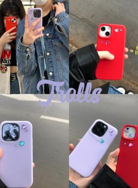 Trolls|爱心闪闪 QQ弹弹软糯液态硅胶手机壳适用华为mate70pro+iphone16小米17ppo/vivo橡皮擦质感防摔保护套