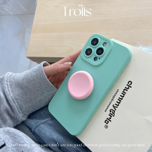 Trolls【海盐薄荷冰】小众清新ins风绿粉撞色支架手机壳适用华为mate80pro荣耀600苹果17findx9/X300全包软壳