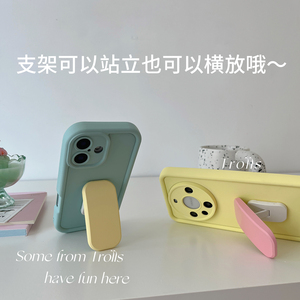 Trolls|2025新款ins清新马卡龙色DIY撞色韩国poptok推拉支架手机壳适用华为mate70pro/oppofindx8iphone16/17