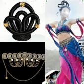 敦煌飞天舞金色腰链复古民族风百搭时尚 汉服配饰女式 银色铃铛手链