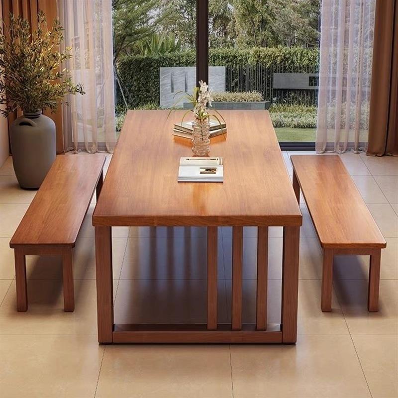 实木大板桌新中式书桌客厅多人桌书房办公电脑桌家用学习写字桌子