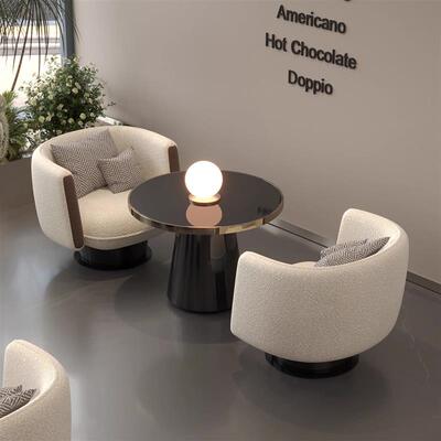 酒店大堂售楼处洽谈沙发休息区接待桌椅轻奢4s店餐厅一桌四椅组合