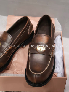 张元 英伦风小皮鞋 英同款 2钱币懒人复古乐福鞋 真皮手工1 LUN