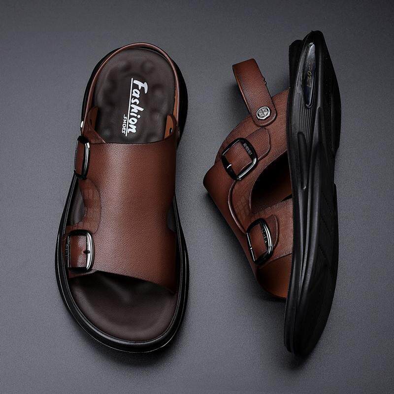 凉鞋男士真皮2025夏季防水防滑沙滩鞋男款外穿开车厚底两用凉拖鞋