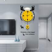 钟表挂钟客厅创意时尚 饰家用石英钟墙上静音时钟免打孔简约挂i. 装