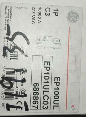 GE通用电气断路器型号：EP100UL C03，1P