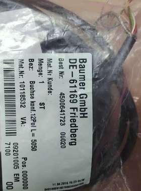 Baumer连接线型号：BUchse konf.12PoI L=5050 10118532