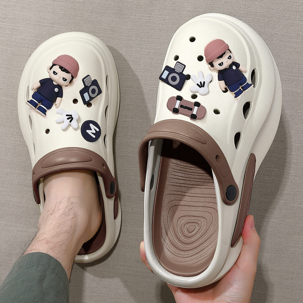 洞洞鞋男款防滑防臭夏季新款外穿厚底沙滩凉鞋运动eva开车拖鞋男