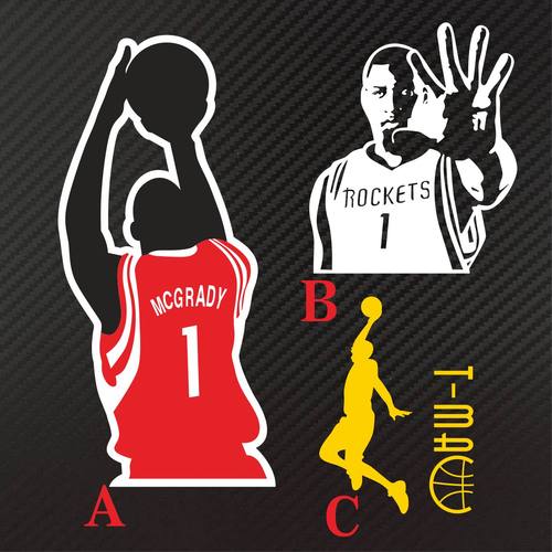 汽车反光贴纸NBA火箭麦