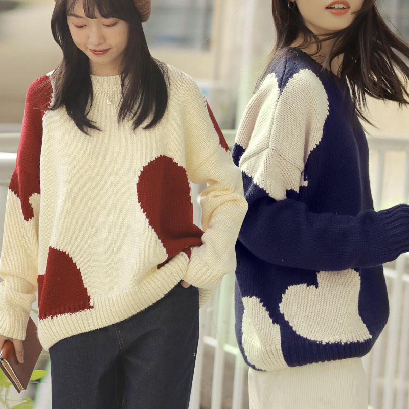 【HOWLX时代少年团贺峻霖 】设计师品牌红绿粉蓝菱格爱心针织毛衣