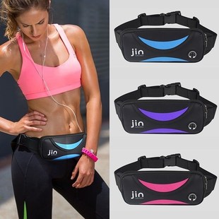 men sports waist pack women running belt bag headphones hole