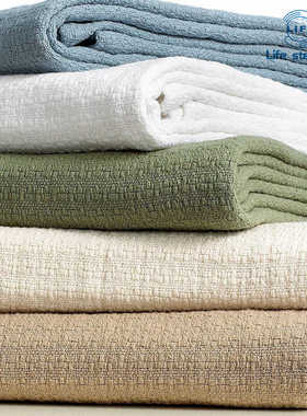 华夫格编织针织棉毯全棉线毯纯棉午睡毯沙发巾blanket sofa towel