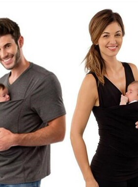 亚马逊wish爆款袋鼠爸爸多功能衣服 袋鼠妈咪欧美T恤 女