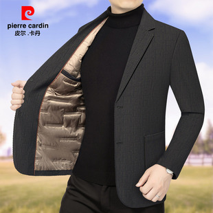 西装 商务修身 中年外套上衣 羽绒西服高档保暖休闲冬季 皮尔卡丹男士