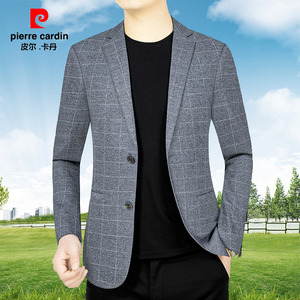 皮尔卡丹西服男装新款春秋季中年时尚修身小西装男士休闲单西外套