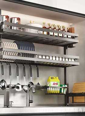 新款直销厨房水槽置物架台面碗盘枪灰色多功能洗碗架水池上放碗碟