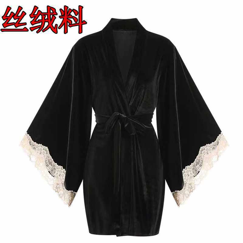 新款直销美诗兰性感睡袍女款2024新款金丝绒新娘晨袍高级感春秋浴