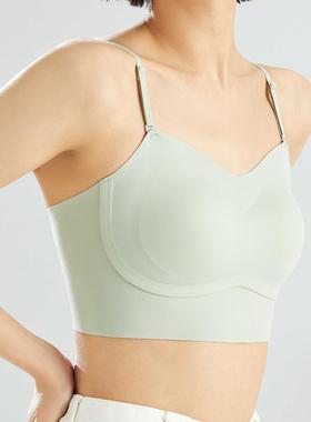 新款直销34005无痕露背交叉美背抹胸女夏季裸感裹胸带胸垫背心小