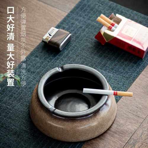 新款直销烟灰缸陶瓷窑变烟灰缸防风飞灰家用办公室新中式茶桌摆件