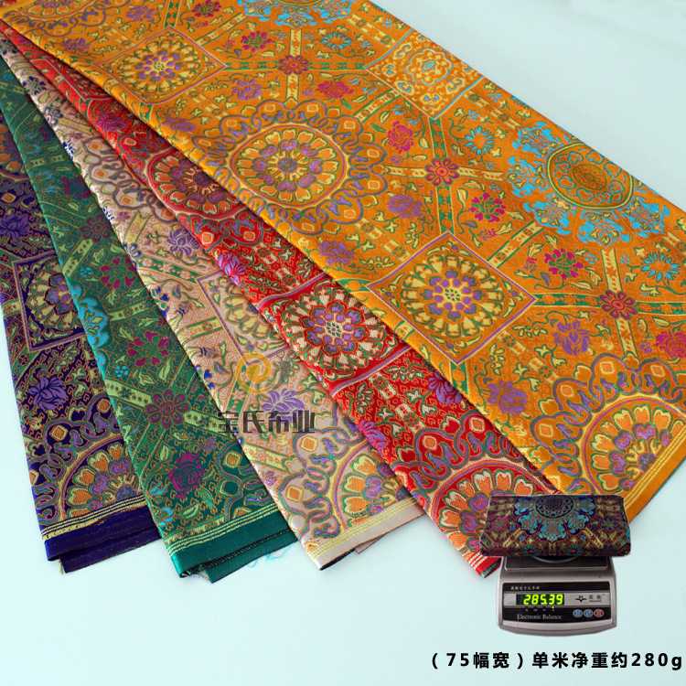 新款直销云锦莲花纹织锦缎布料西藏藏族服装蒙古袍佛衣藏式靠垫抱