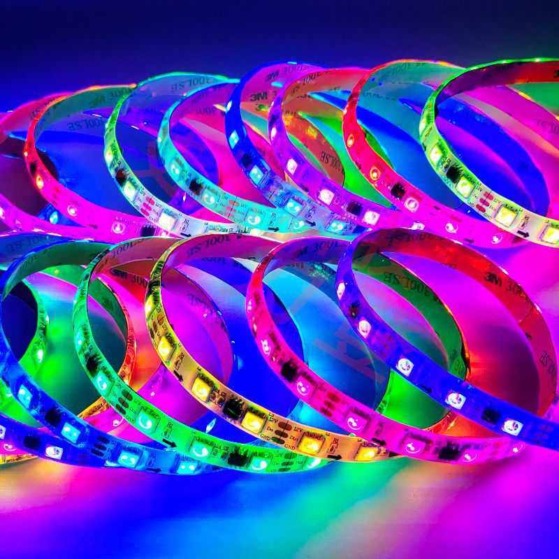 新款直销led 5050灯带套装 12v滴胶防水音乐声控幻彩变色灯条 亚