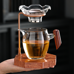 花梨木茶漏架公道杯分茶滤一体泡茶器茶具套装懒人易泡架冲茶支架