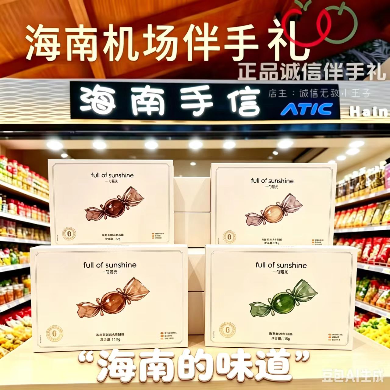 一勺阳光牛轧糖海南海盐清香椰子红茶斑斓太妃酥糖机场特产伴手礼