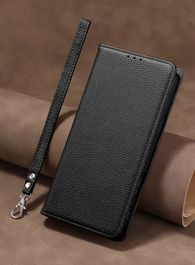 适用苹果15荔枝纹保护套iphone17翻盖手机壳14皮革掀折叠13插卡12ProMax爱马仕橙色16e黑8Plus绿粉肤Air case