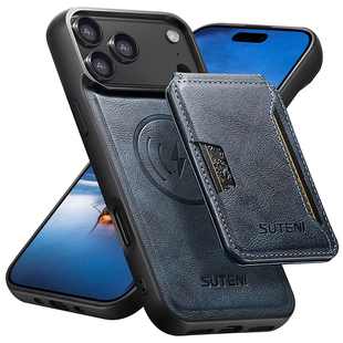 适用苹果iPhone16手机壳卡包MagSafe牛皮纹17保护套简约15Plus磁吸无线充电14ProMax时尚 13带卡夹2蓝黑色Case